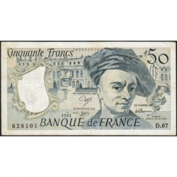 F 67-17 - 1991 - 50 francs - Quentin de la Tour - Série D.67 - Etat : TB+
