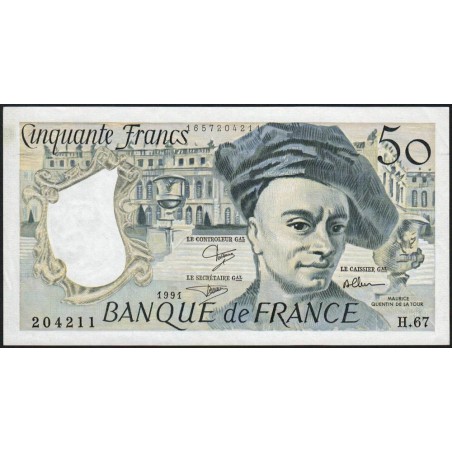 F 67-17 - 1991 - 50 francs - Quentin de la Tour - Série H.67 - Etat : SUP