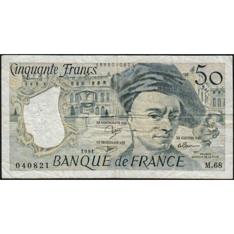 F 67-17 - 1991 - 50 francs - Quentin de la Tour - Série M.68 - Etat : TB