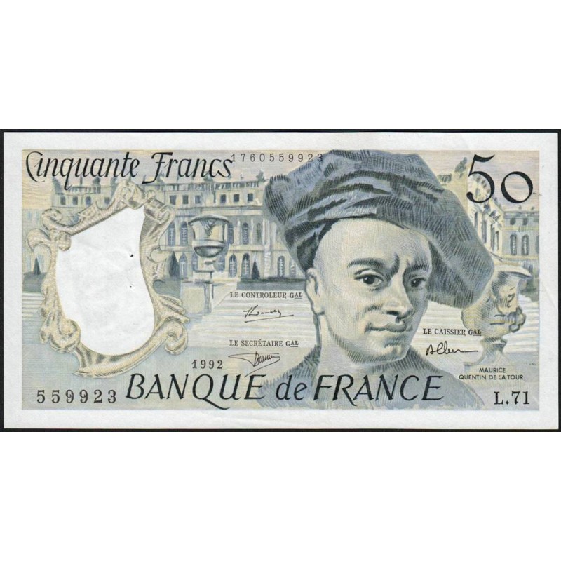 F 67-18 - 1992 - 50 francs - Quentin de la Tour - Série L.71 - Etat : TTB+