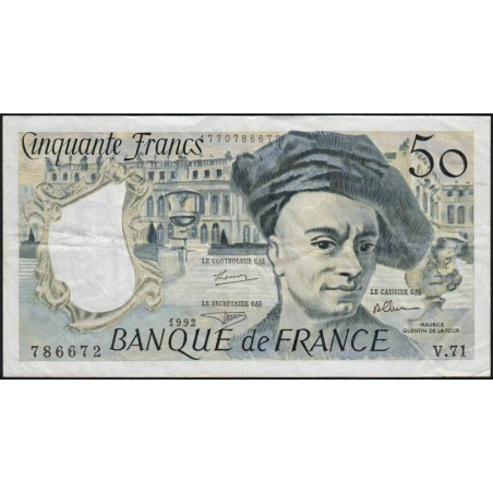 F 67-18 - 1992 - 50 francs - Quentin de la Tour - Série V.71 - Etat : TTB-