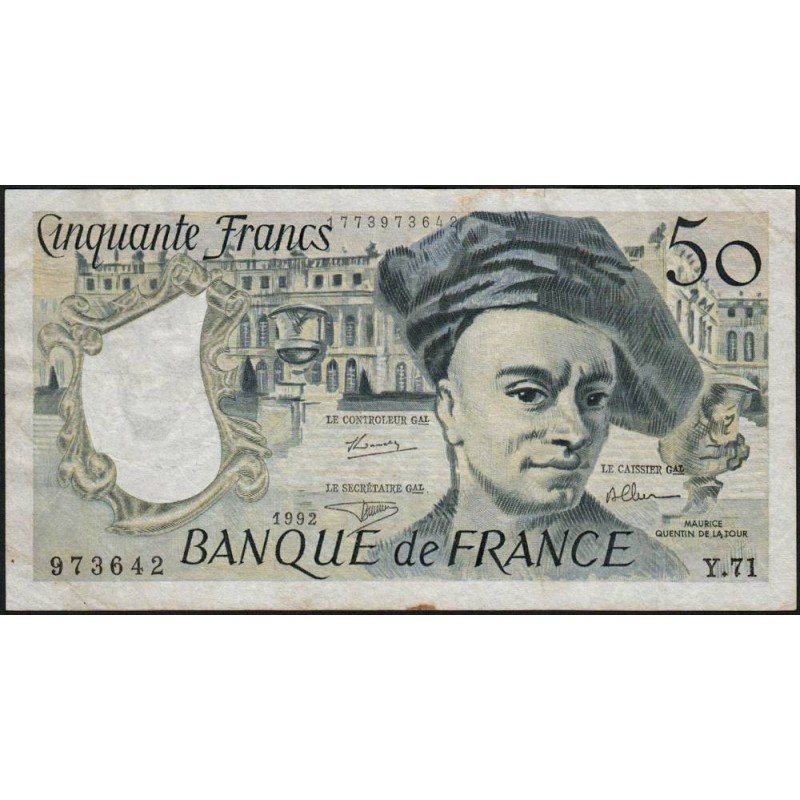 F 67-18 - 1992 - 50 francs - Quentin de la Tour - Série Y.71 - Etat : TB+