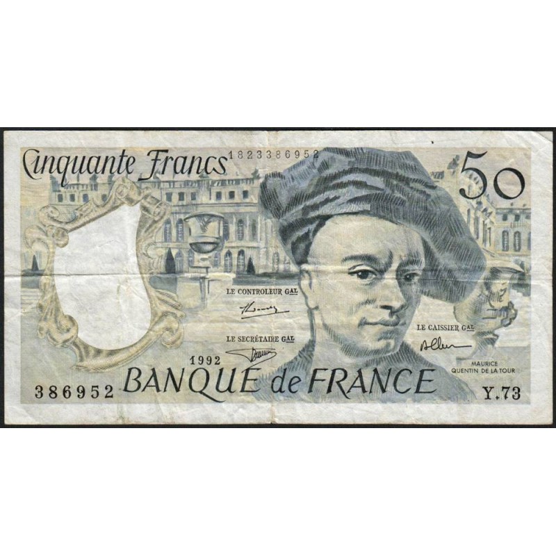 F 67-18 - 1992 - 50 francs - Quentin de la Tour - Série Y.73 - Etat : TB