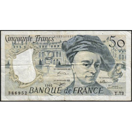 F 67-18 - 1992 - 50 francs - Quentin de la Tour - Série Y.73 - Etat : TB