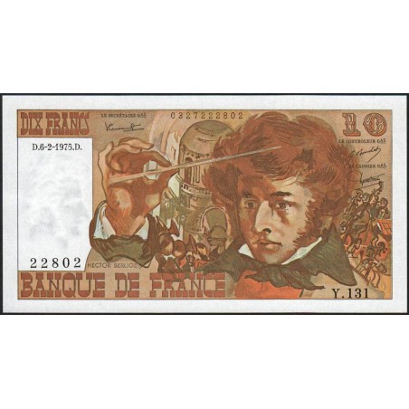 F 63-08 - 06/02/1975 - 10 francs - Berlioz - Série Y.131 - Etat : pr.NEUF