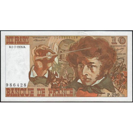 F 63-19 - 01/07/1976 - 10 francs - Berlioz - Série P.290 - Etat : SUP+