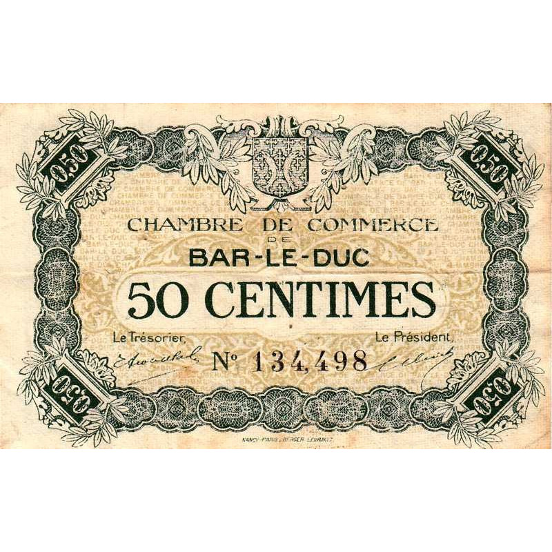 Bar-le-Duc - Pirot 19-7 - 50 centimes - Sans date (1917) - Etat : TB+