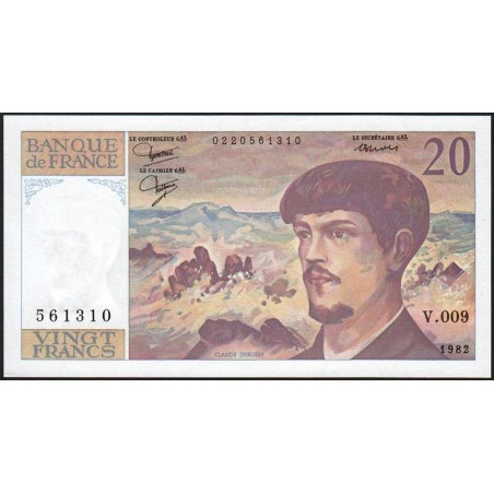 F 66-03 - 1982 - 20 francs - Debussy - Série V.009 - Etat : pr.NEUF