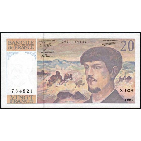 F 66bis-01 - 1990 - 20 francs - Debussy - Série X.028 - Etat : NEUF