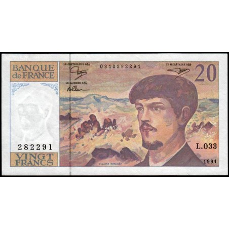 F 66bis-02 - 1991 - 20 francs - Debussy - Série L.033 - Etat : SUP