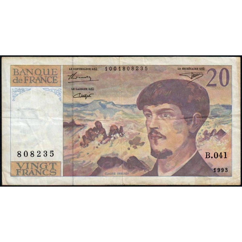 F 66bis-05 - 1993 - 20 francs - Debussy - Série B.041 - Etat : TB