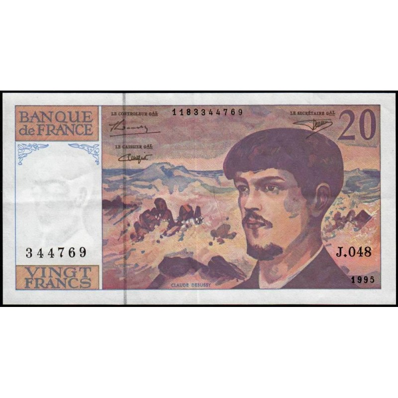 F 66ter-01 - 1995 - 20 francs - Debussy - Série J.048 - Etat : TTB+