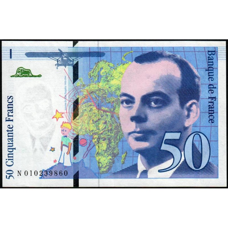 F 72-02 - 1993 - 50 francs - Saint-Exupéry - Série N - Etat : SUP+