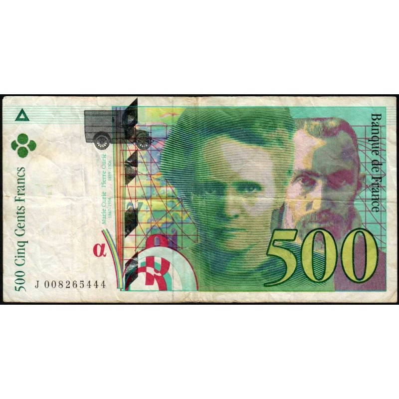 F 76-01 - 1994 - 500 francs - Pierre et Marie Curie - Série J - Etat : TB-