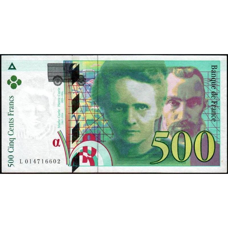 F 76-01 - 1994 - 500 francs - Pierre et Marie Curie - Série L - Etat : TTB+