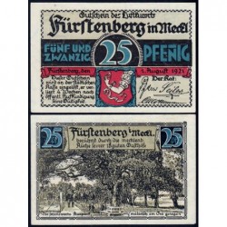 Allemagne - Notgeld - Fürstenberg - 25 pfennig - 01/08/1921 - Etat : NEUF