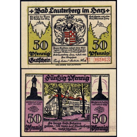 Allemagne - Notgeld - Lauterberg - 50 pfennig - Réf. c - 15/07/1921 - Etat : NEUF