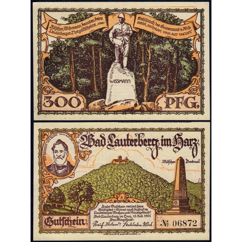 Allemagne - Notgeld - Lauterberg - 300 pfennig - Réf. b - 15/07/1921 - Etat : NEUF