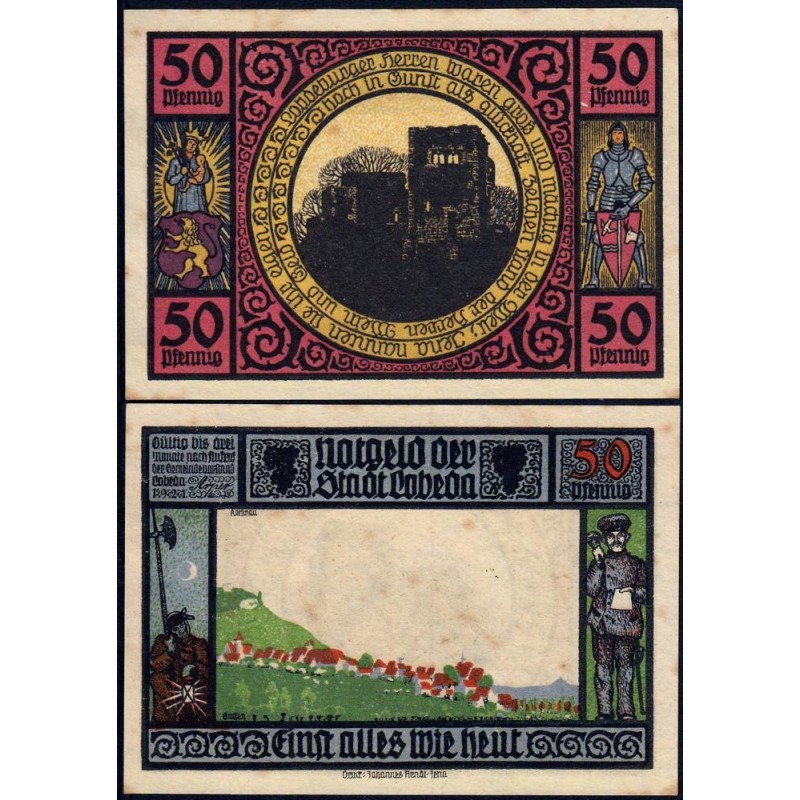 Allemagne - Notgeld - Lobeda (Jena) - 50 pfennig - Réf. 1 - Type 1 - 1921 - Etat : SUP