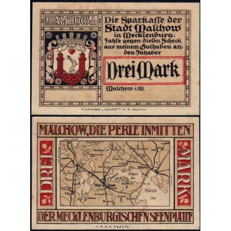 Allemagne - Notgeld - Malchow - 3 mark - 1922 - Etat : SPL