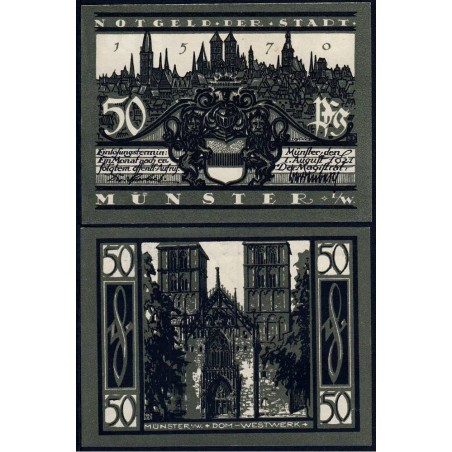 Allemagne - Notgeld - Münster - 50 pfennig - 01/08/1921 - Etat : NEUF