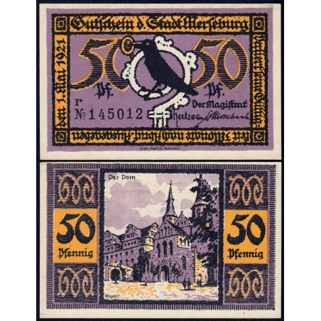 Allemagne - Notgeld - Merseburg - 50 pfennig - Lettre r - 01/05/1921 - Etat : SPL