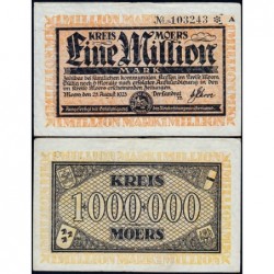 Allemagne - Notgeld - Moers - 1 million mark - Série A - 25/08/1923 - Etat : TTB
