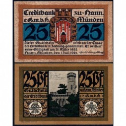 Allemagne - Notgeld - Hann Münden - 25 pfennig - 01/07/1921 - Etat : NEUF