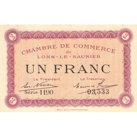 Lons-le-Saunier - Pirot 74-13 - 1 franc - Série 1190 - Sans date - Etat : TTB+