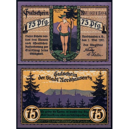 Allemagne - Notgeld - Nordhausen - 75 pfennig - 01/05/1921 - Etat : NEUF