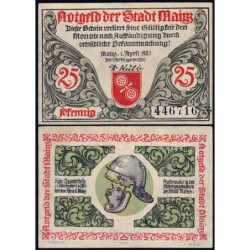 Allemagne - Notgeld - Mainz - 25 pfennig - 01/04/1921 - Etat : SUP+