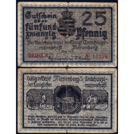 Allemagne - Notgeld - Marienberg - 25 pfennig - Série R - 05/1917 - Etat : TB