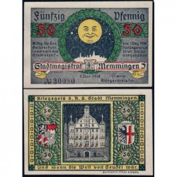 Allemagne - Notgeld - Memmingen - 50 pfennig - 01/11/1918 - Etat : NEUF