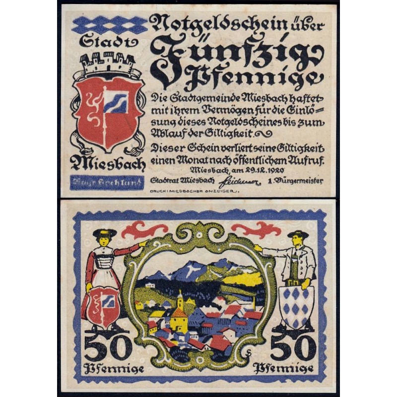 Allemagne - Notgeld - Miesbach - 50 pfennig - 29/12/1920 - Etat : SPL