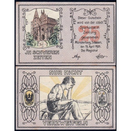 Pologne - Notgeld - Münsterberg (Ziebice) - 25 pfennig - 19/04/1921 - Etat : NEUF