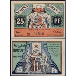 Allemagne - Notgeld - Neustadt-in-Holstein - 25 pfennig - 1921 - Etat : pr.NEUF