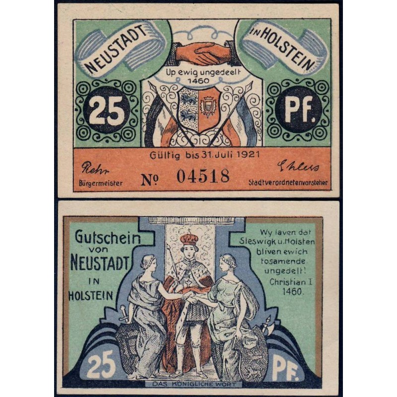 Allemagne - Notgeld - Neustadt-in-Holstein - 25 pfennig - 1921 - Etat : pr.NEUF