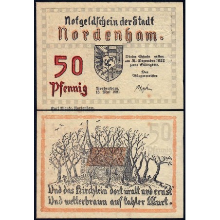 Allemagne - Notgeld - Nordenham - 50 pfennig - 15/05/1921 - Etat : SPL+