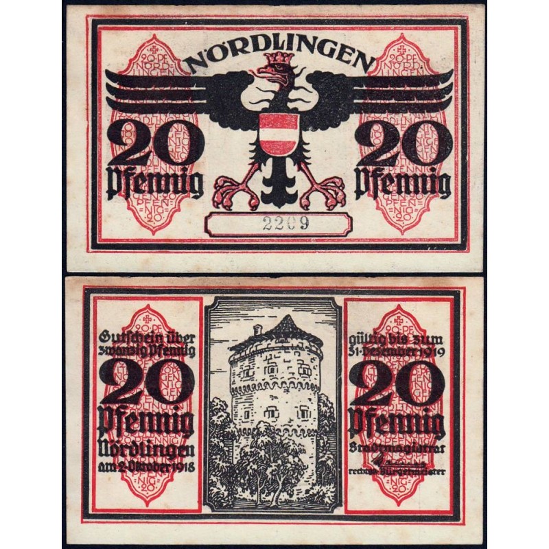 Allemagne - Notgeld - Nördlingen - 20 pfennig - 02/10/1918 - Etat : SUP