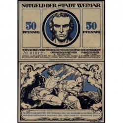 Allemagne - Notgeld - Weimar - 50 pfennig - Bleu type e - 01/03/1921 - Etat : NEUF