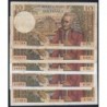 F 62 - 1970/1972 - 10 francs - Voltaire - Lot de 5 billets dates différentes - Etat : B- à TB-