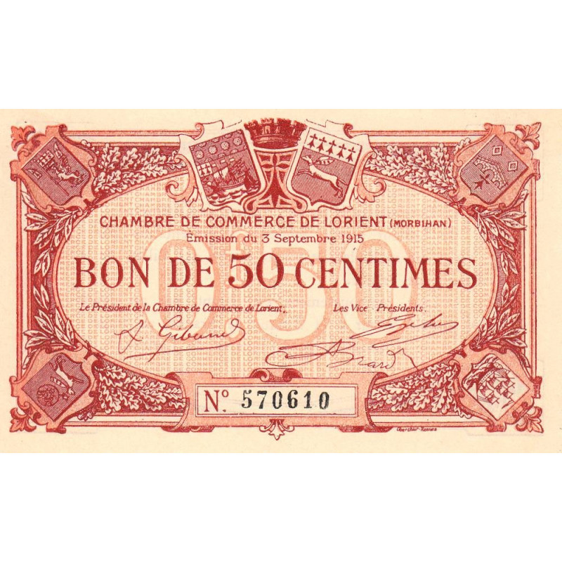Lorient (Morbihan) - Pirot 75-14 - 50 centimes - Sans Série - 03/09/1915 - Etat : NEUF