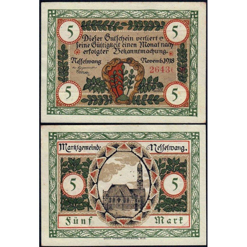 Allemagne - Notgeld - Nesselwang - 5 mark - 11/1918 - Etat : NEUF