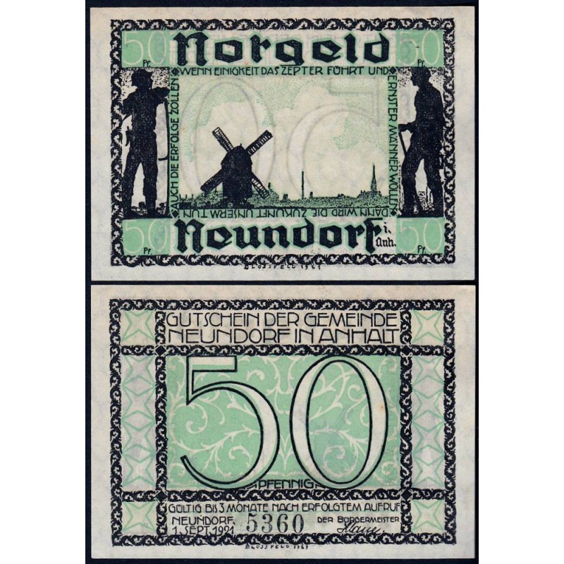 Allemagne - Notgeld - Neundorf - 50 pfennig - 01/09/1921 - Etat : SPL
