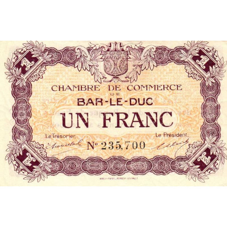Bar-le-Duc - Pirot 19-8 - 1 franc - Sans date (1917) - Etat : SPL