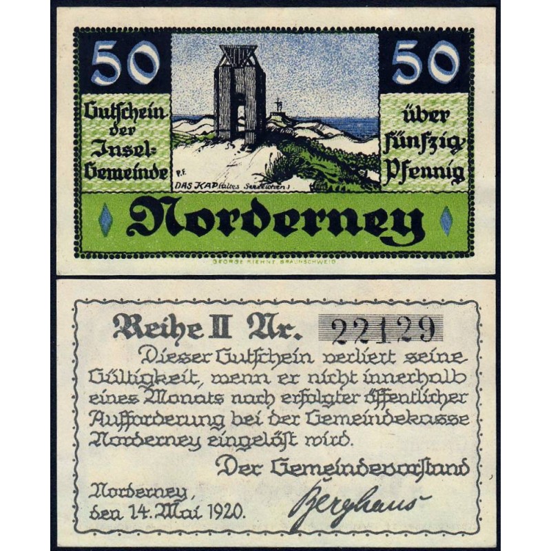 Allemagne - Notgeld - Norderney - 50 pfennig - 14/05/1920 - Etat : NEUF