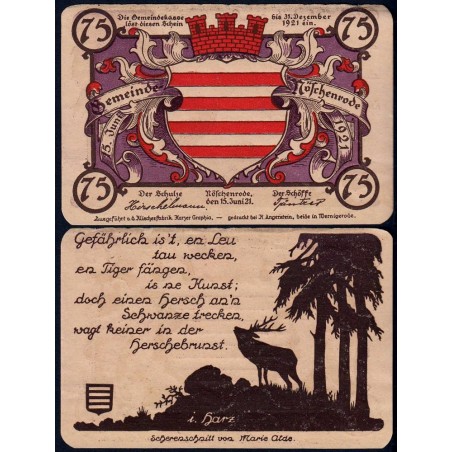 Allemagne - Notgeld - Nöschenrode - 75 pfennige - Type violet - 15/06/1921 - Etat : SUP