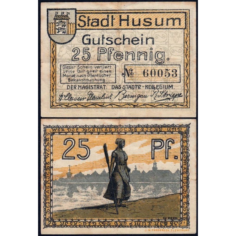 Allemagne - Notgeld - Husum - 25 pfennig - 1920 - Etat : TTB