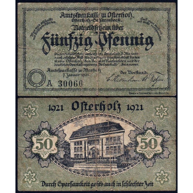 Allemagne - Notgeld - Osterholz - 50 pfennig - Série A - 07/01/1921 - Etat : TB-