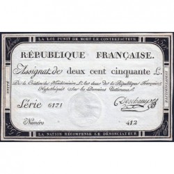 Assignat 45a - 250 livres - Signature 4 - 7 vendémiaire an 2 - Série 6171 - Etat : SPL+